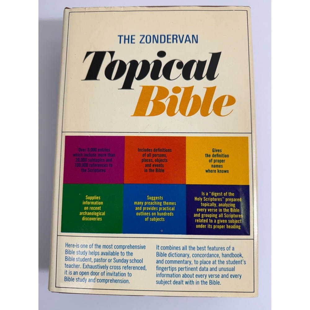 Vintage 1972 Zondervan Topical Bible Hardcover Edward Viening Reference